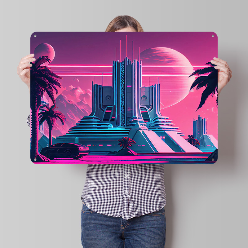 Retro Gaming Vibe - Placa de Metal Texturizada 3D Personalizada