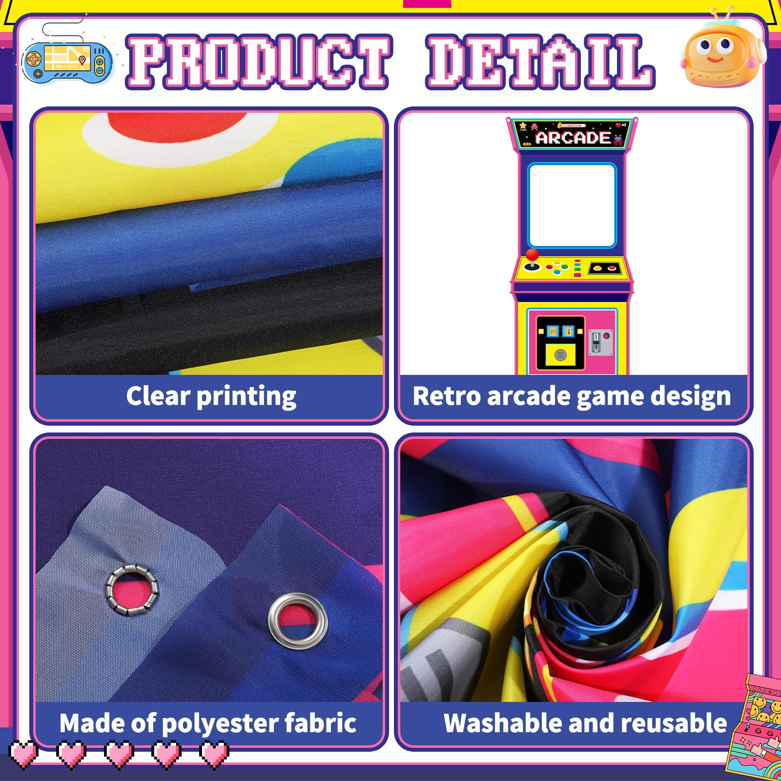 Fundo Fotográfico de Tecido co - Retro Gaming Videos avaliação e preço