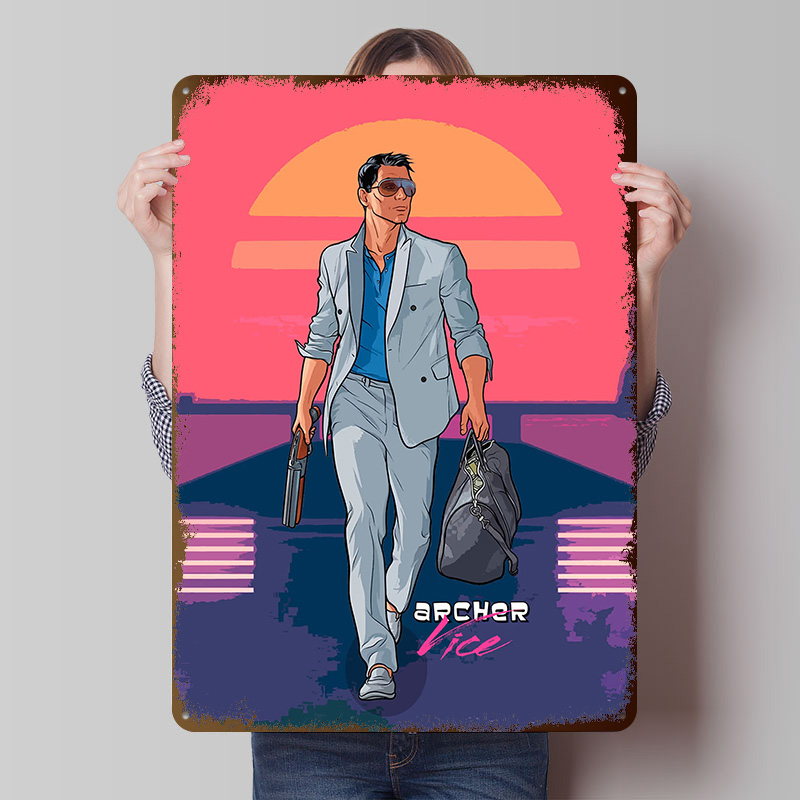 Placa de Metal Vintage Archer  - Retro Gaming Vibe avaliação e preço