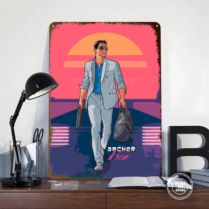 Placa de Metal Vintage Archer  - Retro Gaming Vibe avaliação e preço